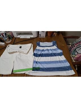 SUMMER Set. NWOT Shirt M White Bermuda Shorts Size 8